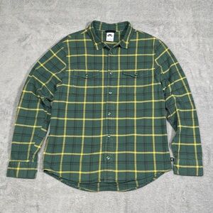 Nike SB Flannel Shirt Mens M Green Yellow Plaid Button Up Skate Grunge Outdoor